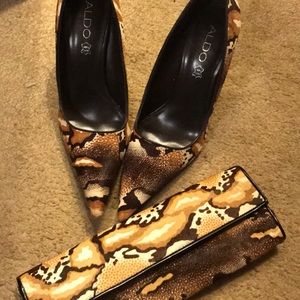 ALDO shoes and matching clutch purse